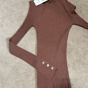 Zara Dusty Rose Ribbed Top
